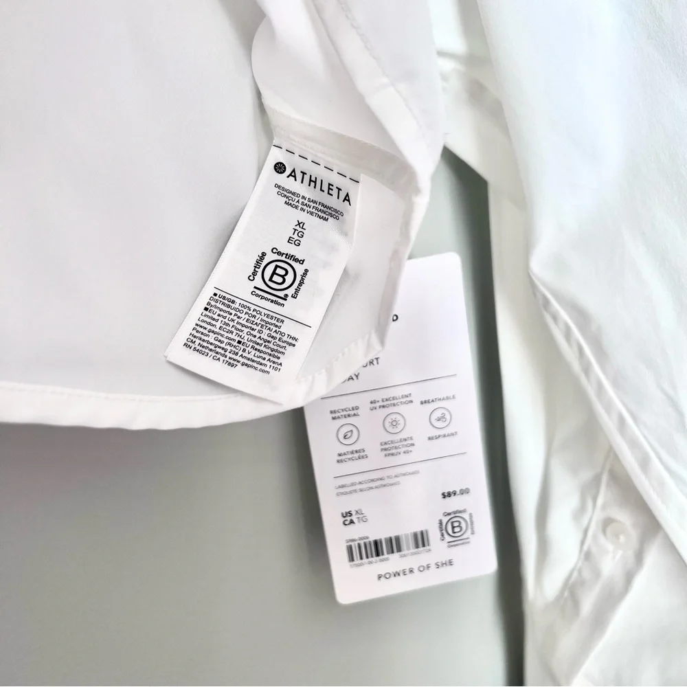 Athleta Midday Ultra Cropped Shirt | White | Size XL